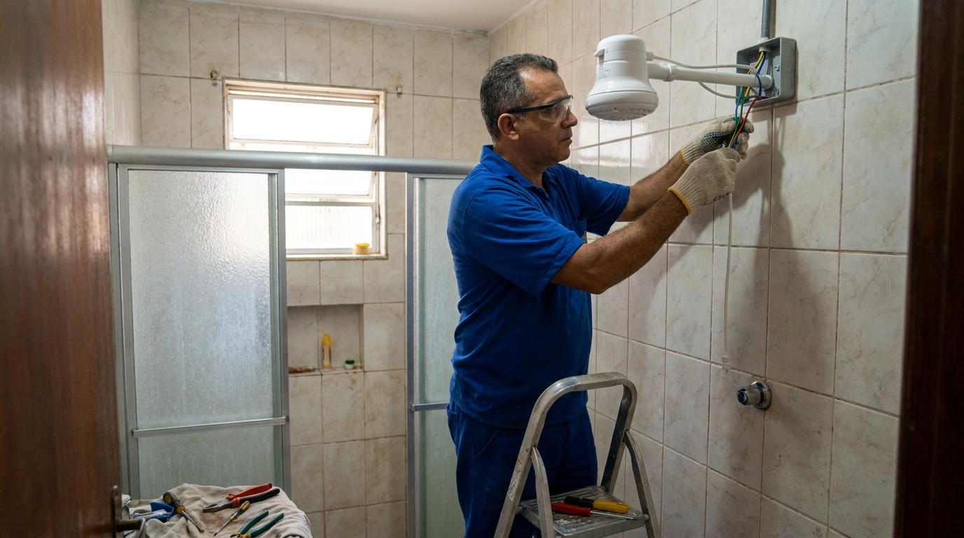 Substituição de Chuveiro Antigo em Barueri‑SP